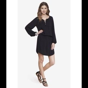 Express Lace Up Long Sleeve Drop Waist Dress S
